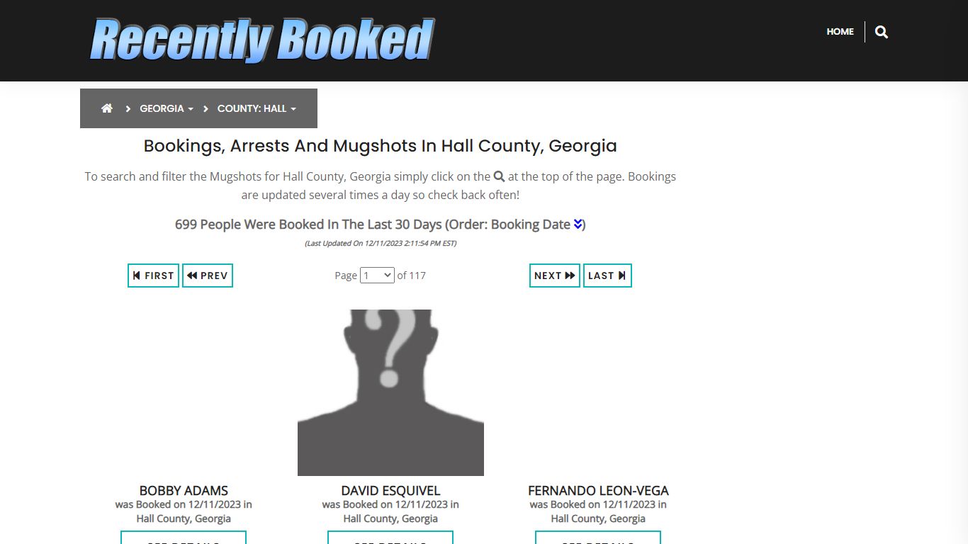 Recent bookings, Arrests, Mugshots in Hall County, Georgia