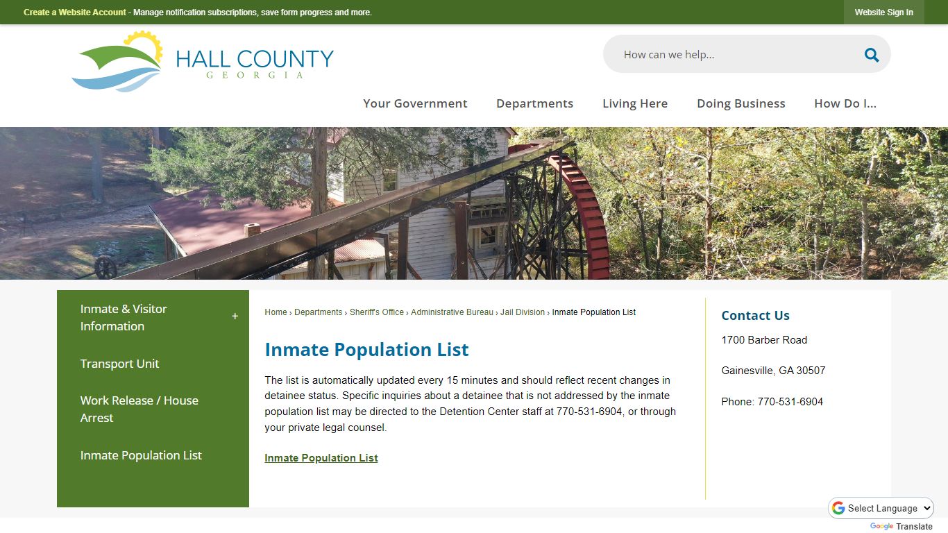 Inmate Population List | Hall County, GA - Official Website